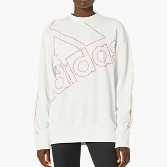 adidas Tops - NWOT adidas Women's Giant Logo Crew Sweatshirt White/Hazy Rose Medium